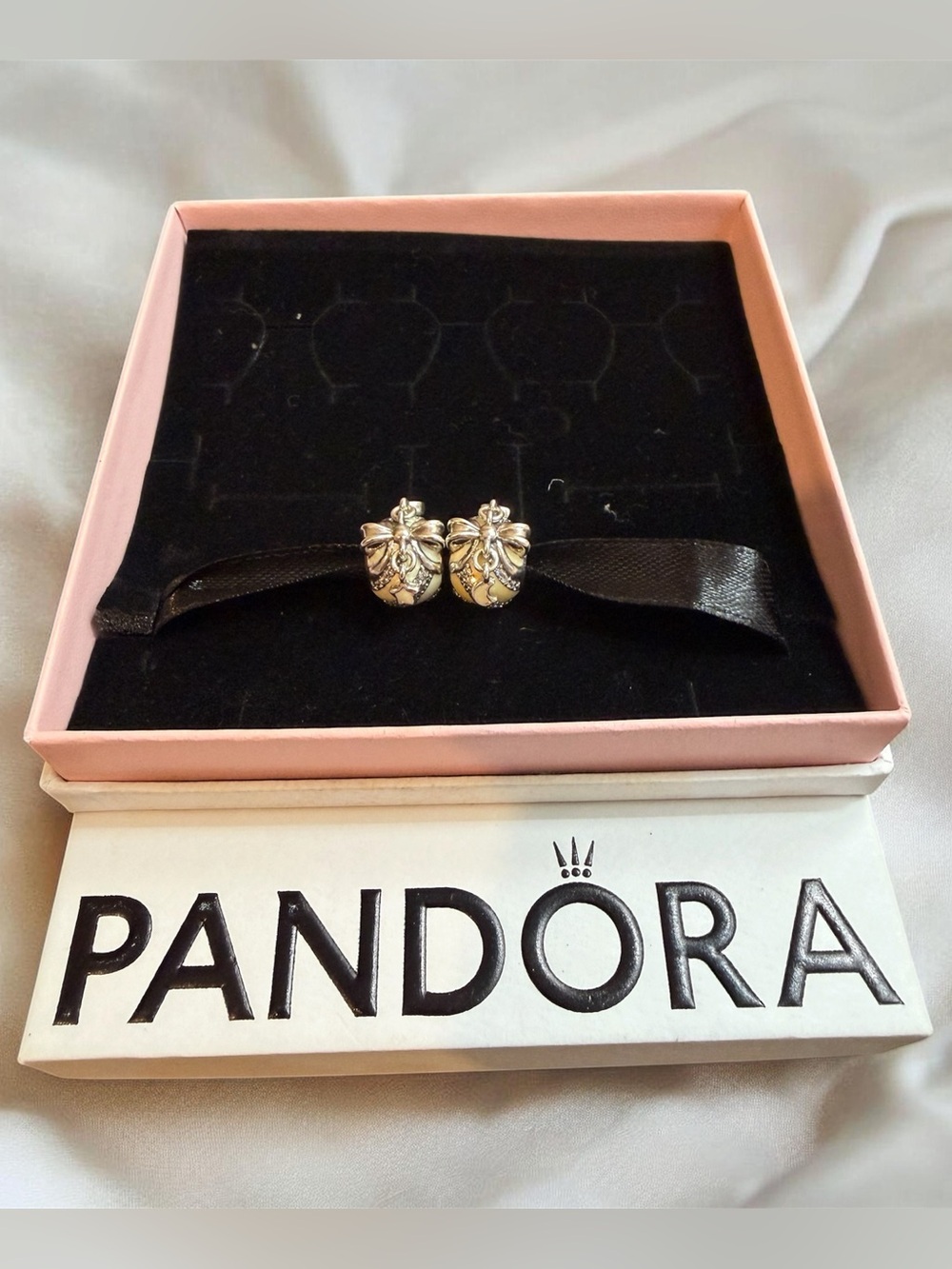 Pandora Retired 2018 Christmas Ornament Charms Set of 2 Sterling Silver